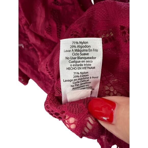 LuLaRoe Pink Lace Open Front Top Elbow Sleeve High Low Hem Oversized Size S EUC - Picture 6 of 6